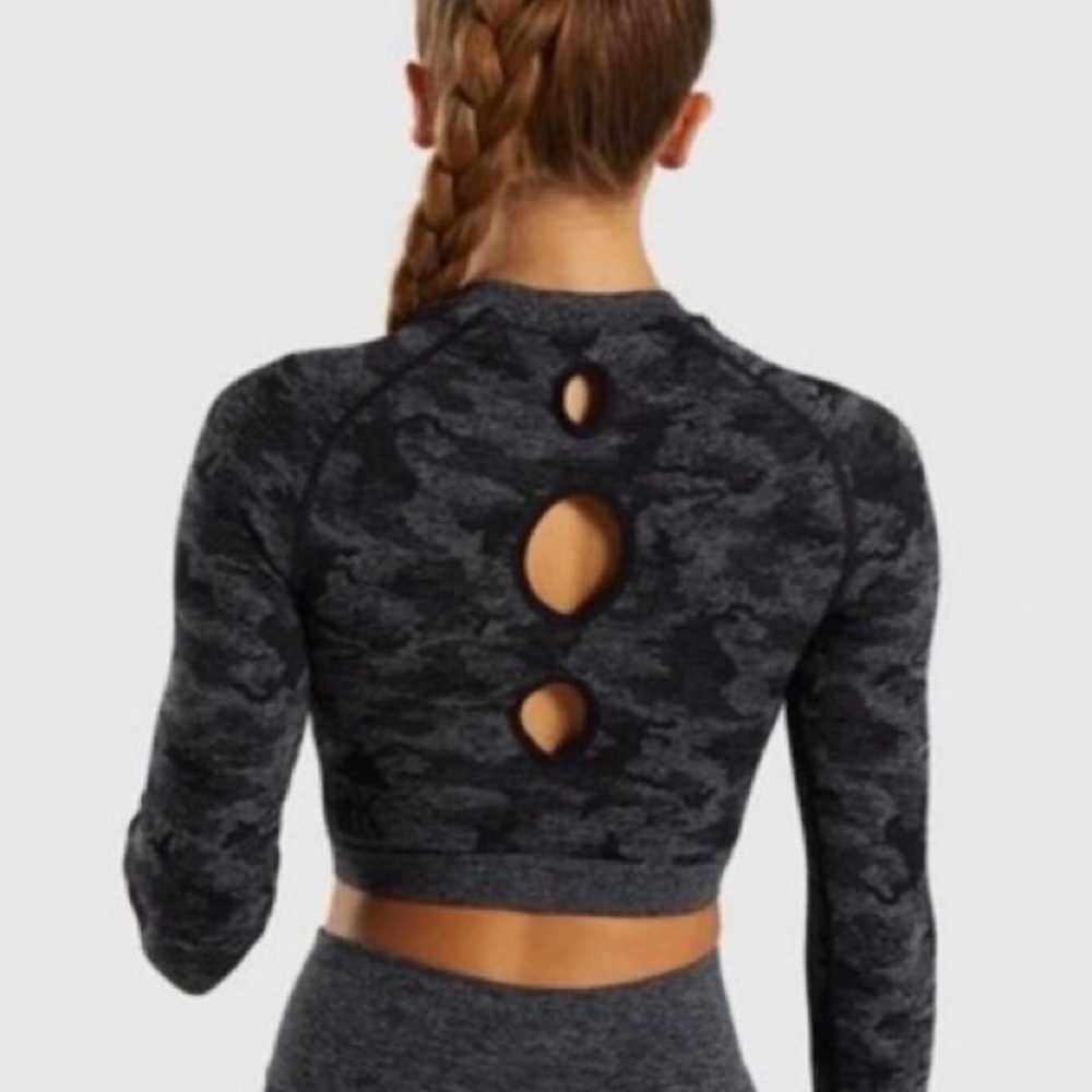 Gymshark camo seamless long sleeve crop